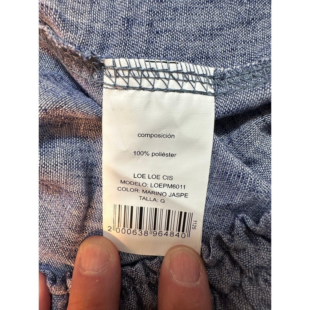 LoeLoe NY Womens 2 Piece Set Blue Heathered Button Down Shirt and Pants  NEW - Picture 11 of 13